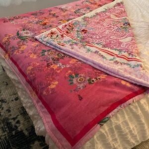 Johnny Was double sided pink floral blanket